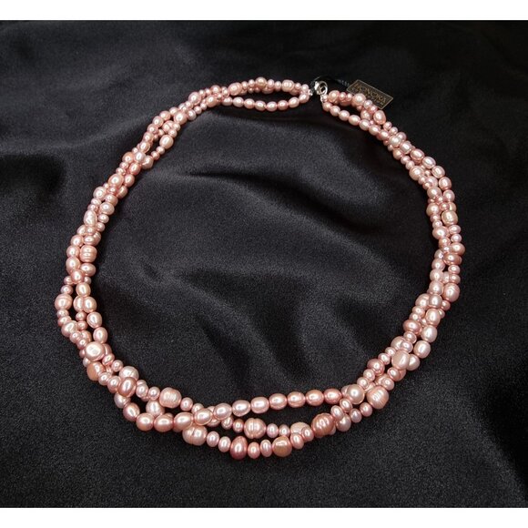 Honora Sterling Silver Pink Freshwater Pearl Multi-Strand Necklace - Picture 1 of 5